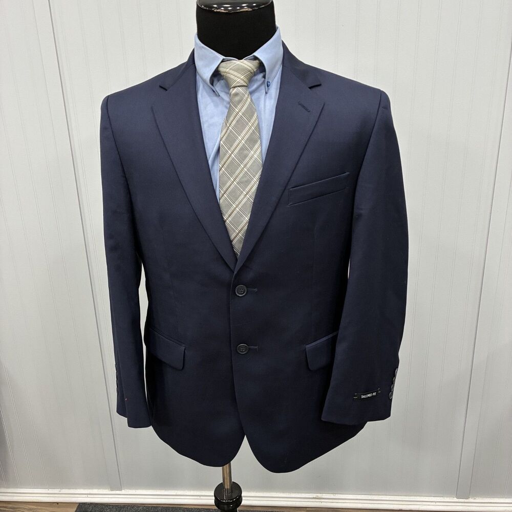 Jos. A. Bank 42S Navy Blue 100% Wool 2-Button Dual-Vent Sport Coat Jacket